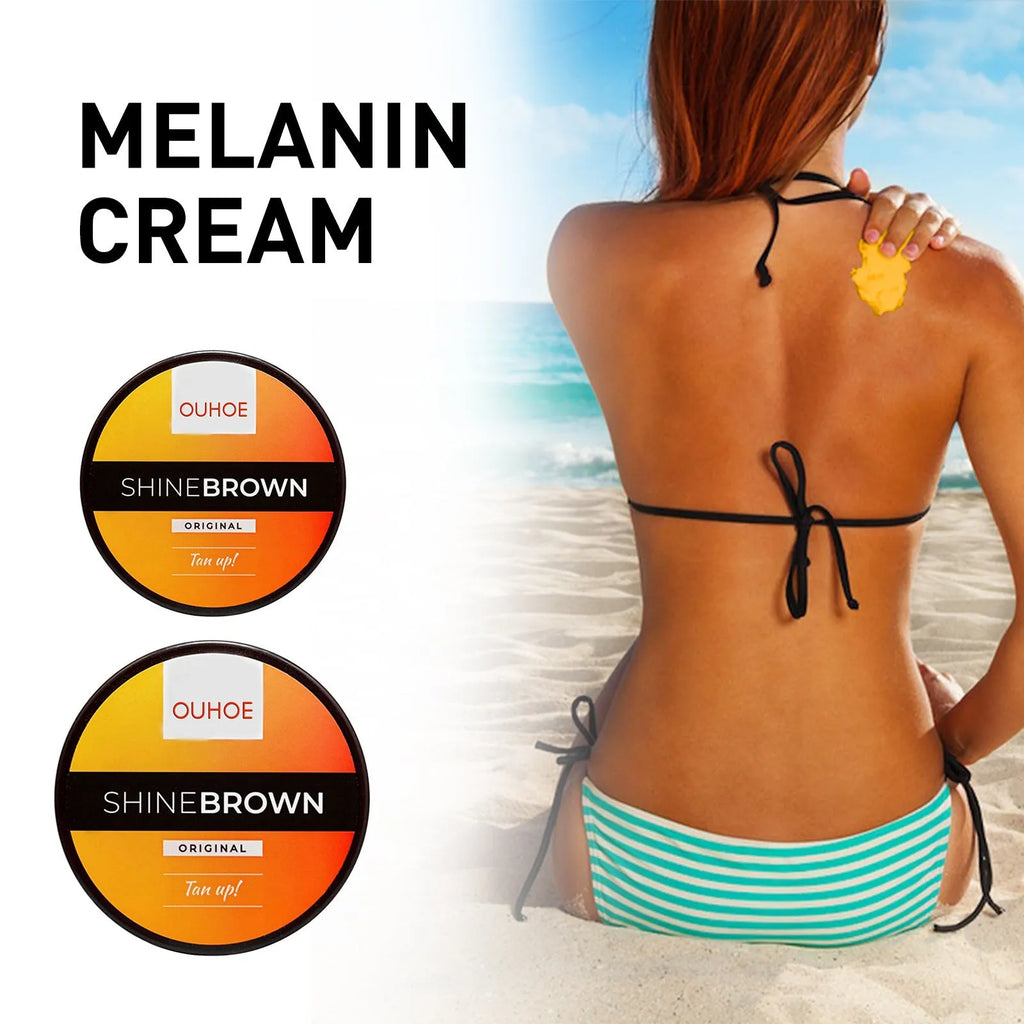 Box containing a tube of tanning cream and a tube of aloe vera gel for after sun care