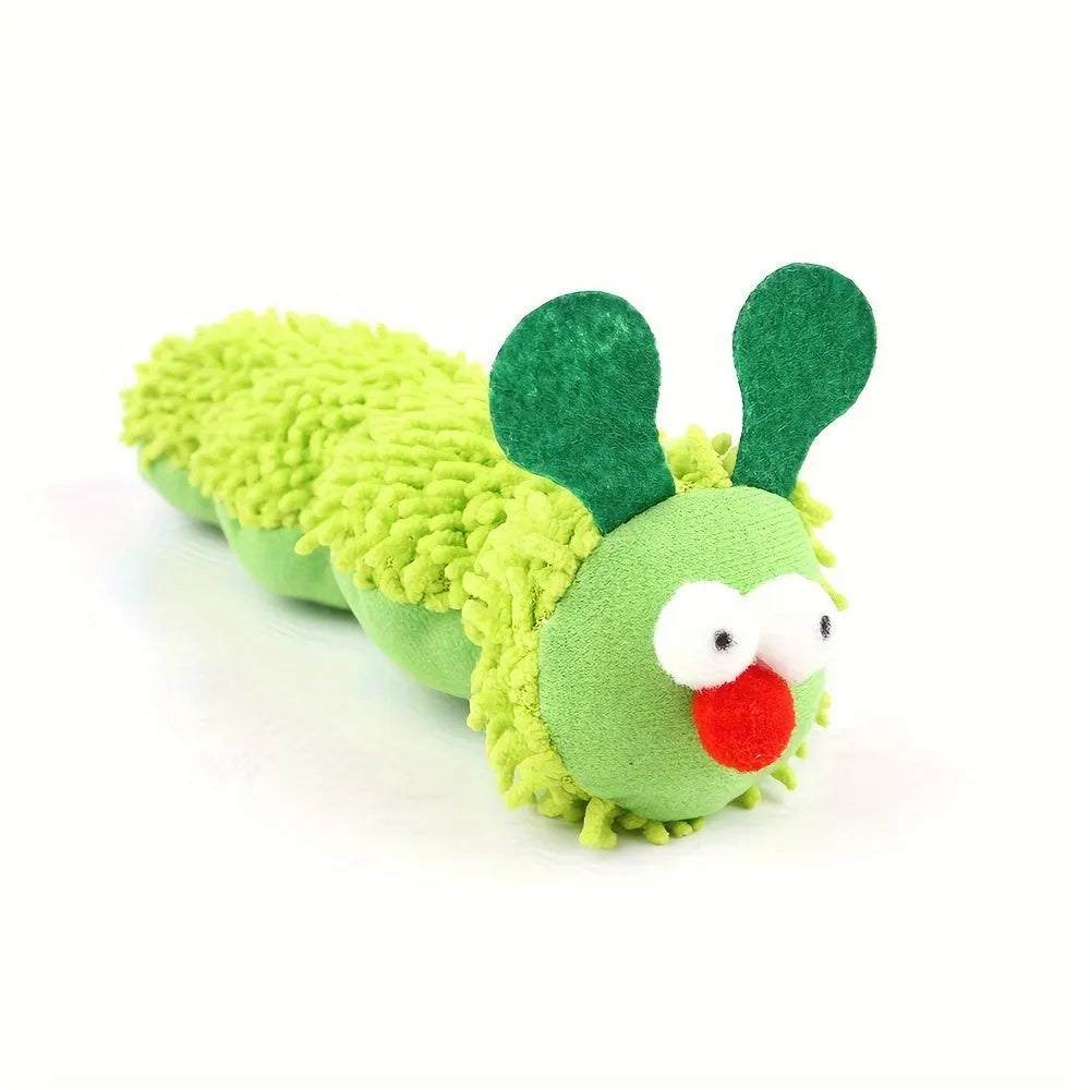Green fleece interactive rechargeable cat toy pillow on a white background