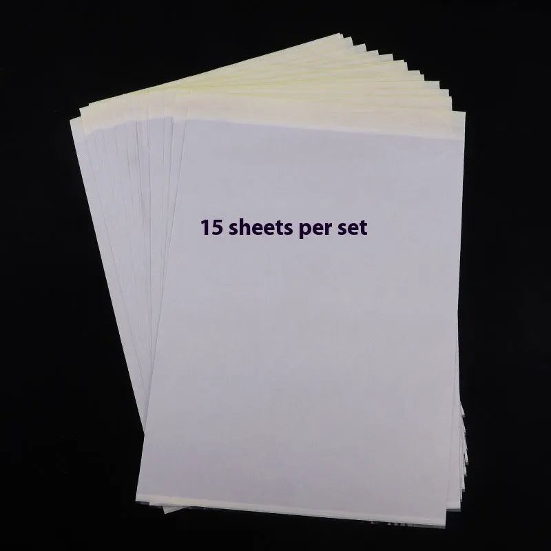 A4 tattoo transfer paper sheets in packaging showing carbon paper construction for stencil creation