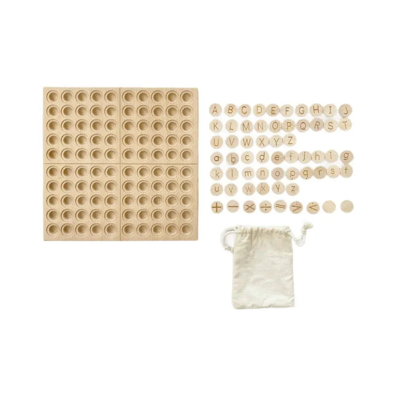 Montessori wooden hundred board with number tiles for children aged 3-6 years