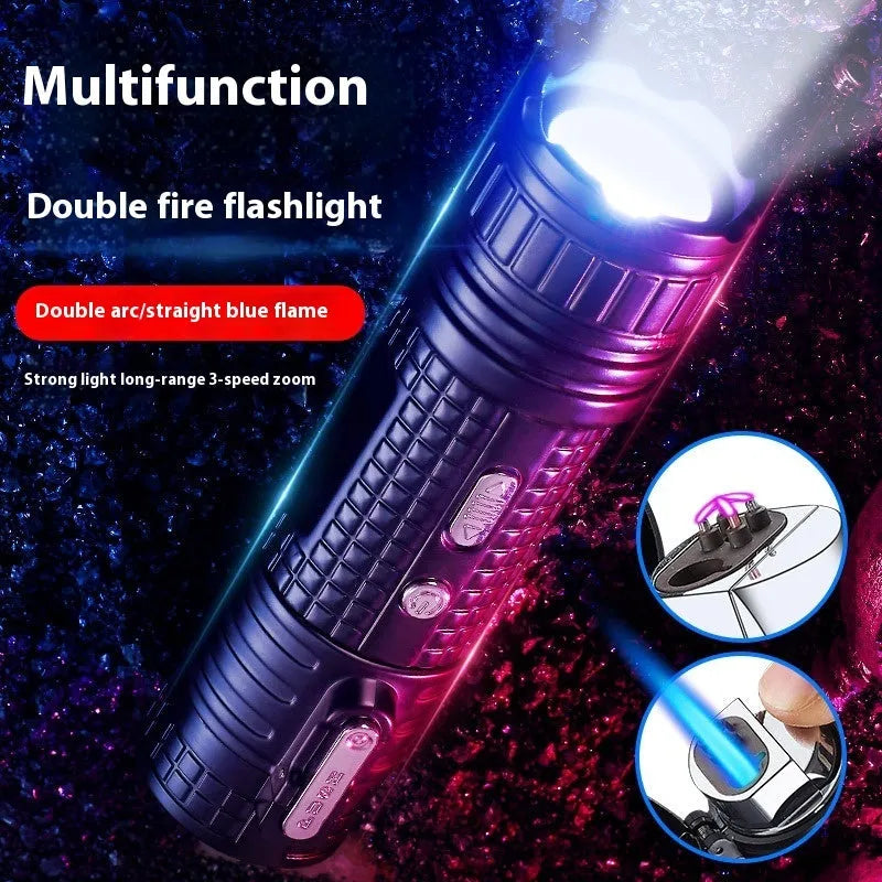 TH727 multi-function metal waterproof flashlight lighter in camouflage colour