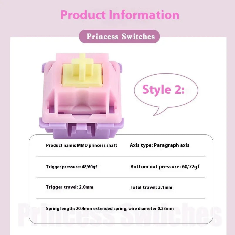 MMD Princess Shaft linear mechanical keyboard switch with custom spring weights