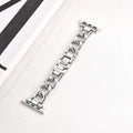 Metal denim chain replacement strap for Apple Watch in silver, showing 22mm lug width.