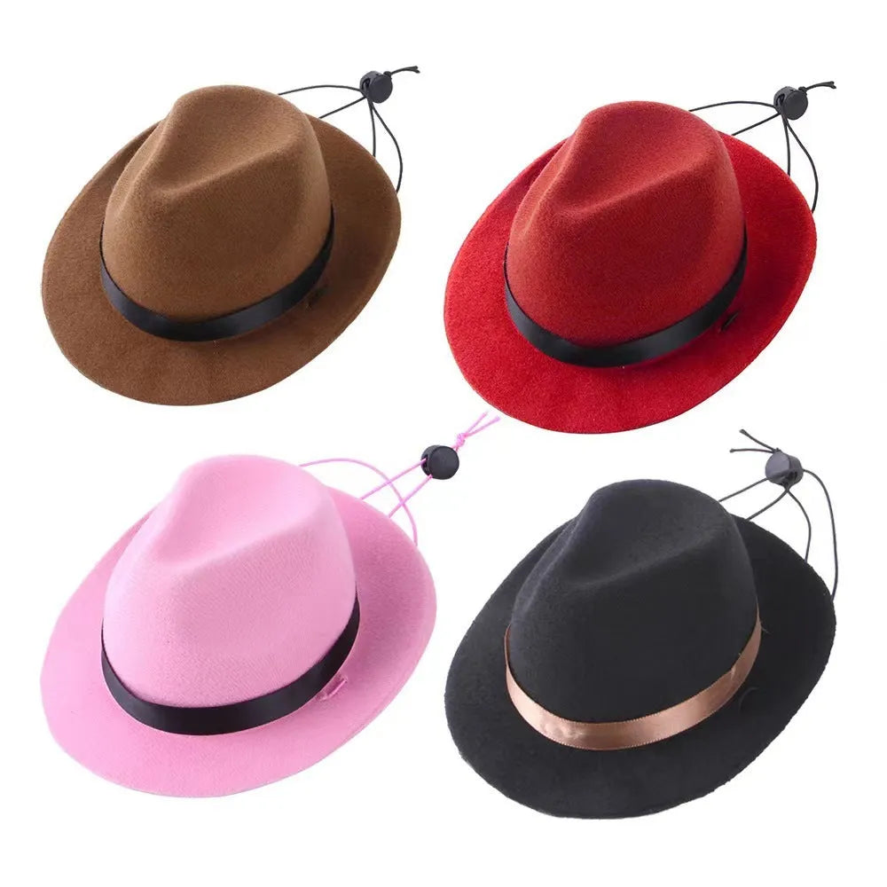 Sun-proof mini pet hat S size 155cm diameter in wool felt material with monochrome pattern