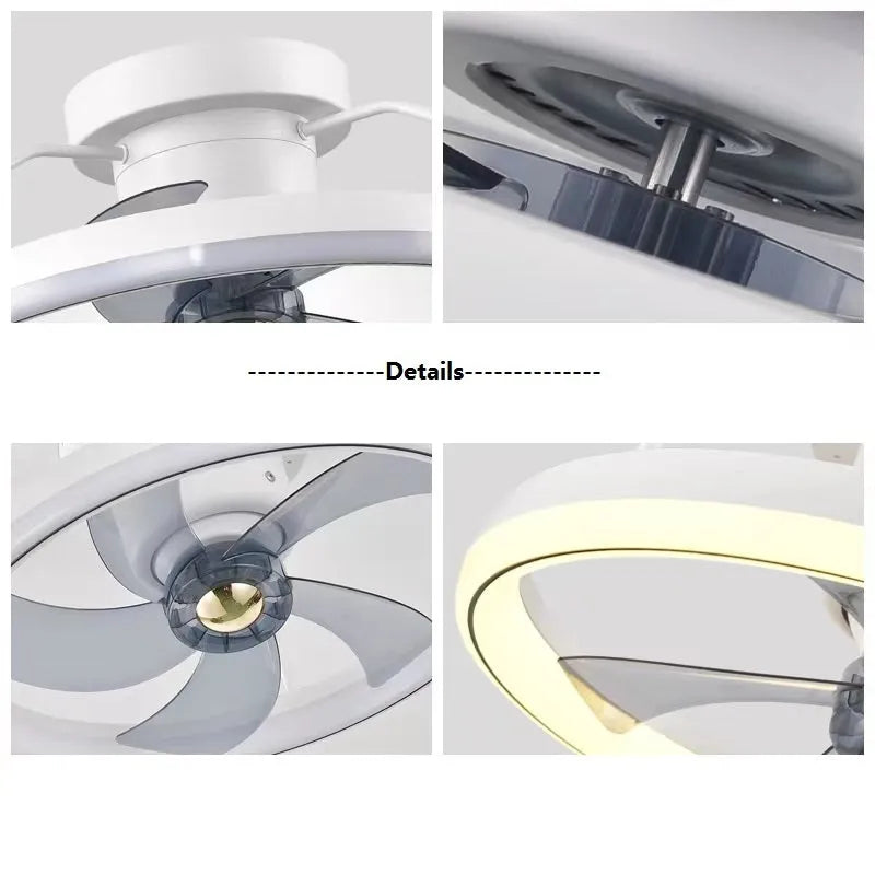 500mm diameter ceiling fan lamp with integrated light fitting in modern design with polycarbonate blades