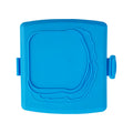 Red silicone baking tray shaped like a handbag with matching heat-resistant oven gloves