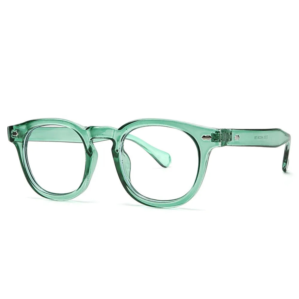 Simple round rim sunglasses with retro Hong Kong style in various colour combinations on a model.