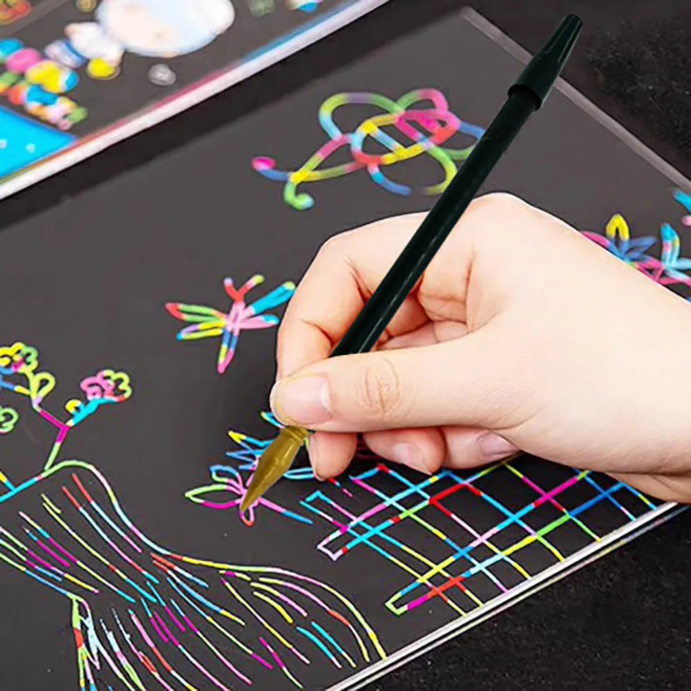Polystyrene scratch pen for children's scratch art projects on paper
