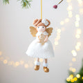 Soft pink and white cloth Christmas angel wings plush pendant ornament hanging.