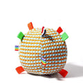 Blue and yellow textured pineapple lattice dog ball toy, 17cm in diameter, for chewing and fetching.