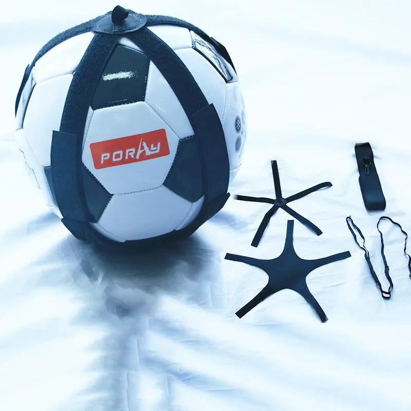 Black football juggling belt with 2 metre rotating cord for ball control training