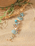 Women's alloy rhinestone marine bracelet with boat anchor and shell design in coastal colours