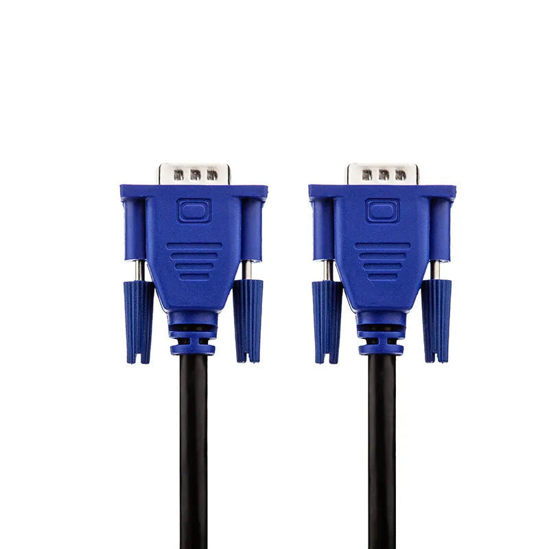 Black VGA cable with nickel-plated connectors for computer monitor and television connections