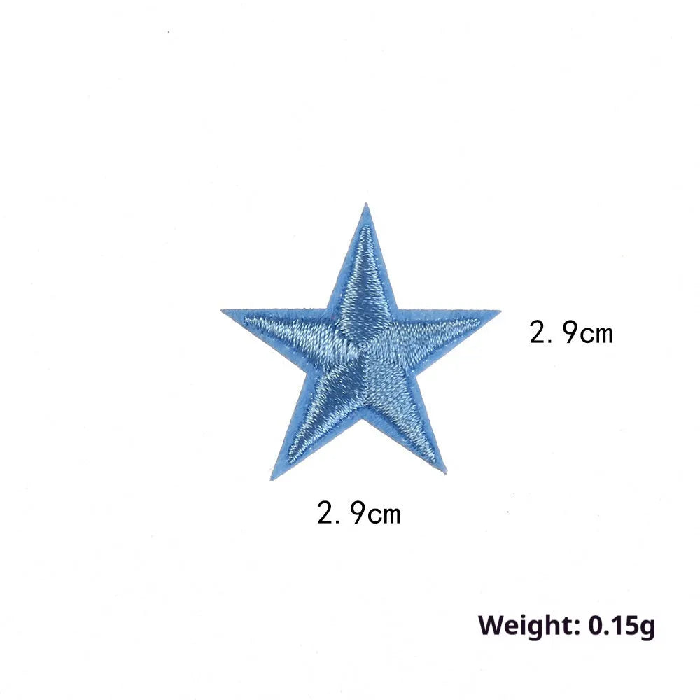 Five-pointed star embroidery label cloth stickers in assorted colours for clothing decoration
