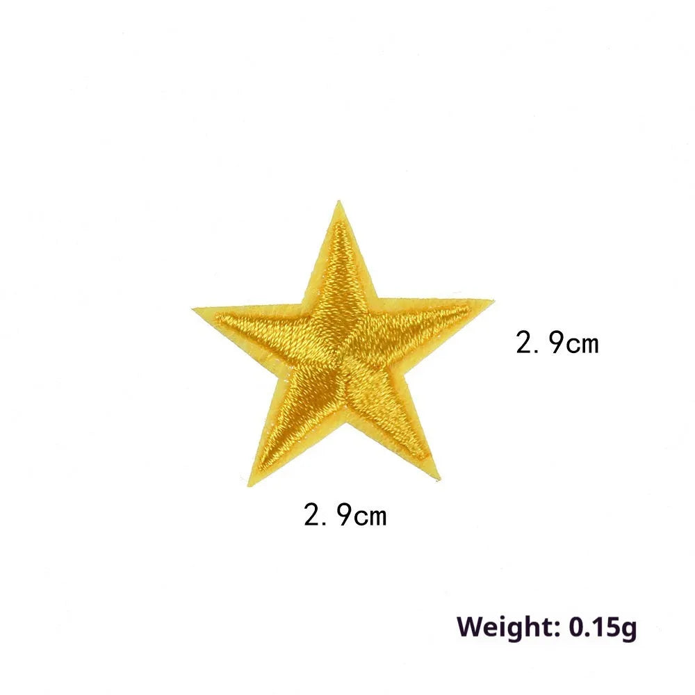 Five-pointed star embroidery label cloth stickers in assorted colours for clothing decoration