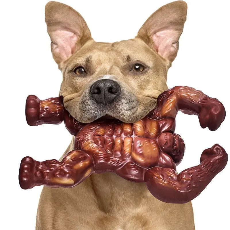 Scarlet red nylon dog chew toy with beef flavour for molar nibbling, measuring 10.7 x 17.2 x 5 cm