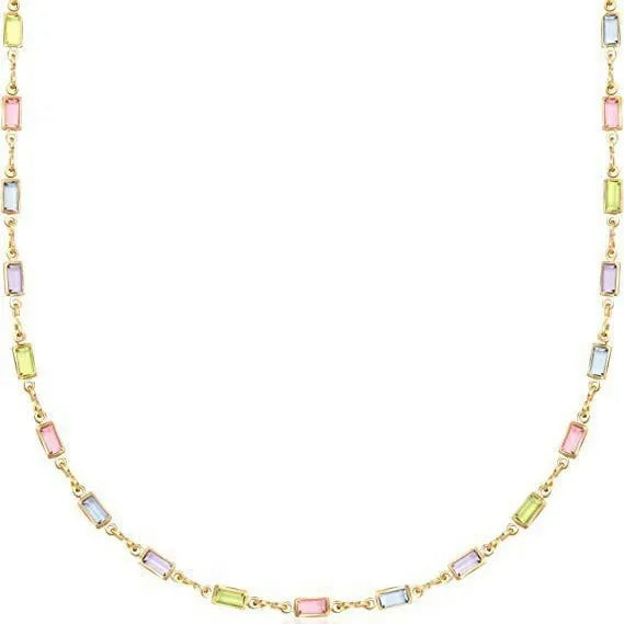 Ladies geometric crystal necklace with alloy chain and adjustable 41-50 cm length