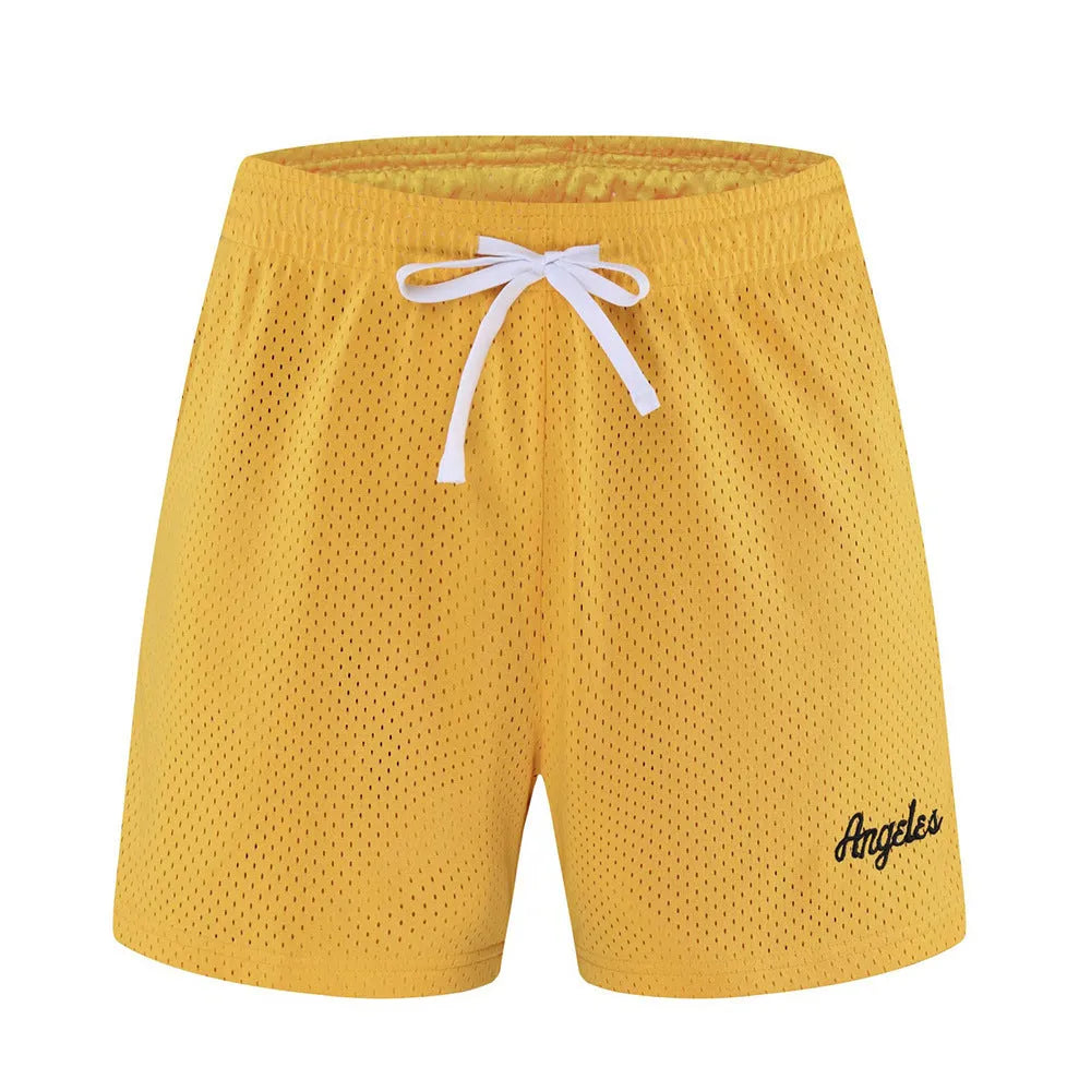 Men's personalised double-layer mesh sports shorts in various colours for summer leisure wear