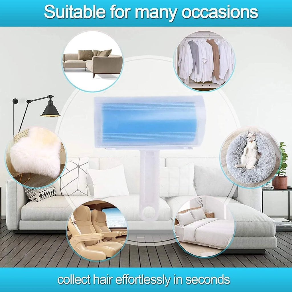 Washable reusable lint roller with protective cover for removing pet hair from clothes and fabrics
