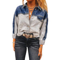 Women's loose fit denim jacket with multiple buckle front fastening in cotton fabric