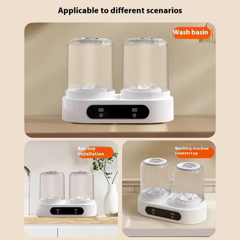 White double bucket USB mini washing machine for personal laundry