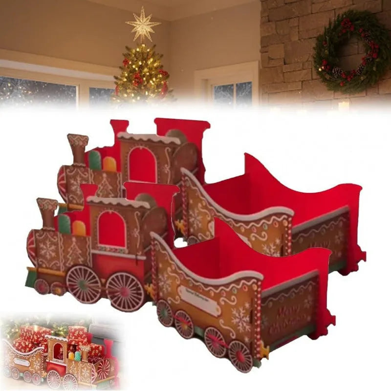 Plastic Santa Claus gift train Christmas decoration in American style for holiday home decor