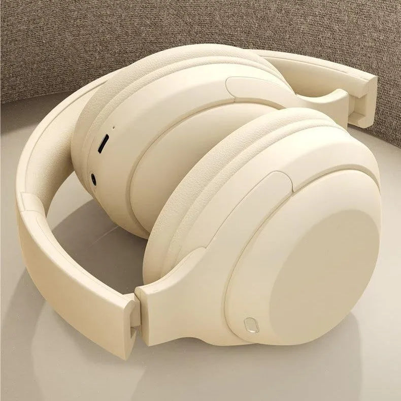 Bluetooth headphone head-mounted with mic noise-canceling ABS charcoal black brown creamy white