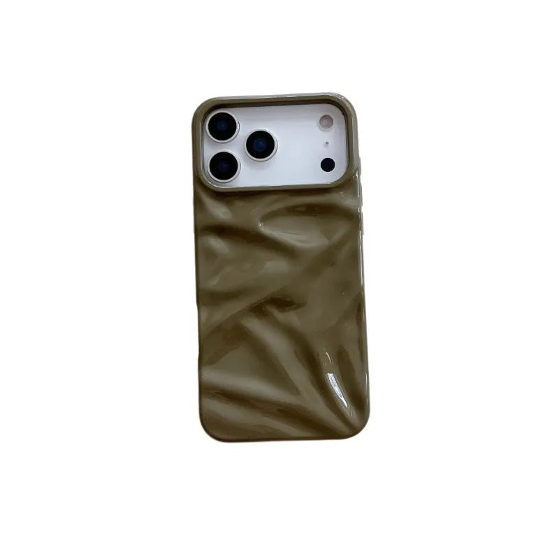 Three-dimensional pleated pattern TPU phone case in QF pleated green for iPhone 13 Pro Max