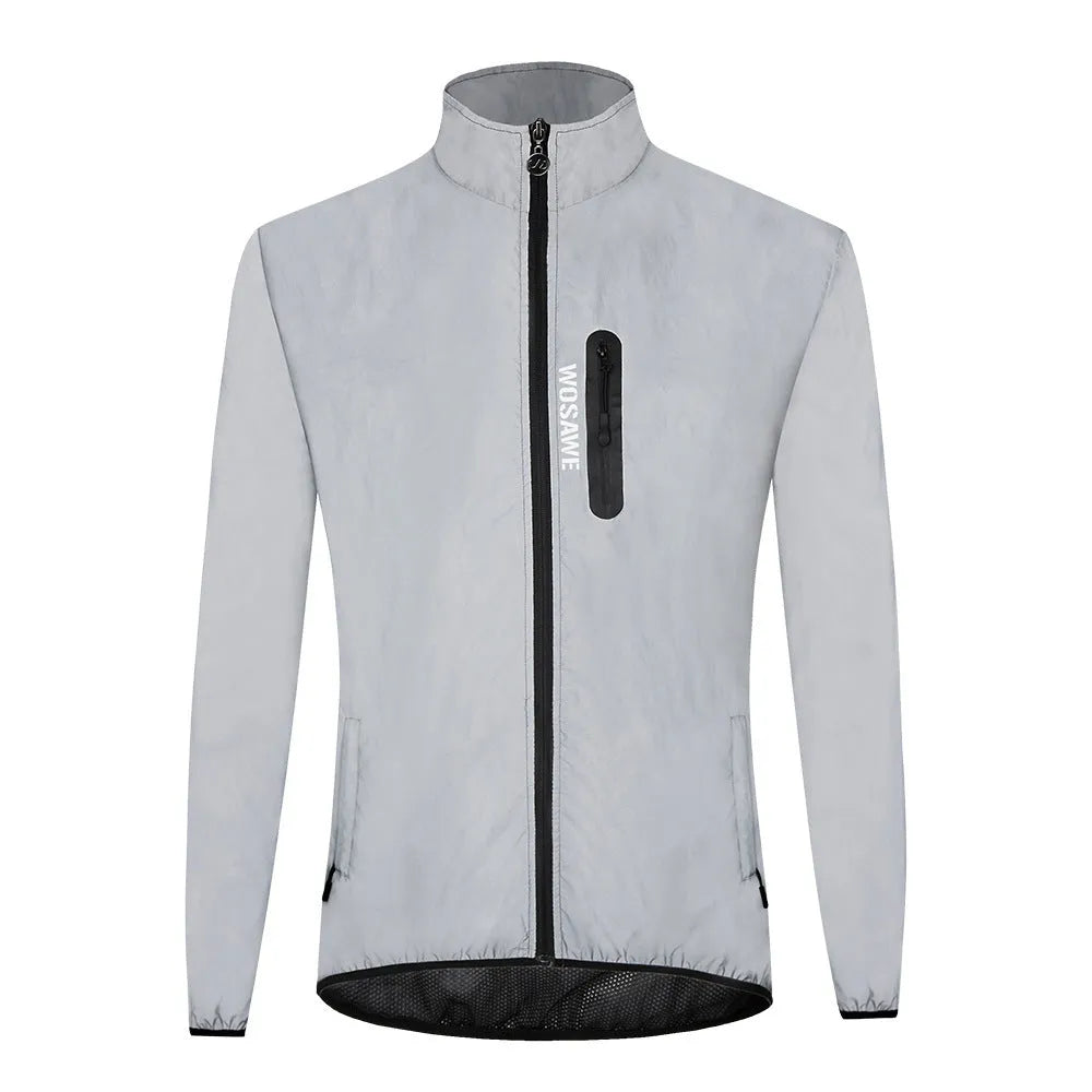 Silver waterproof windproof polyester long sleeved top coat with Asian and European size options
