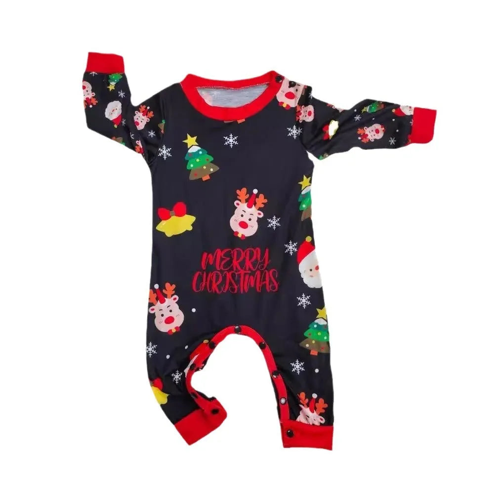 Family Christmas matching cotton pyjamas set with plaid and cartoon prints including dog sizes