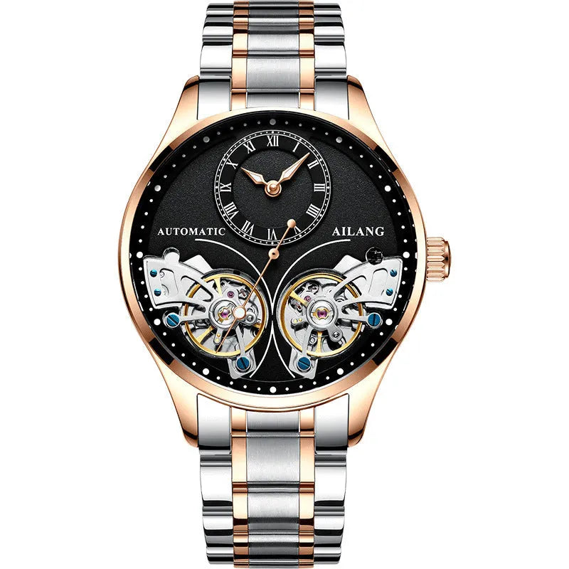 Automatic men's watch with tourbillon and moon phase complications in titanium case