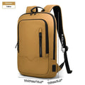 Lightweight polyester laptop backpack with USB charging port in olive green colour