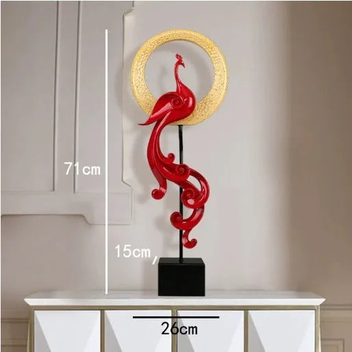 European style plastic resin phoenix ornament in rose gold colour on a table.