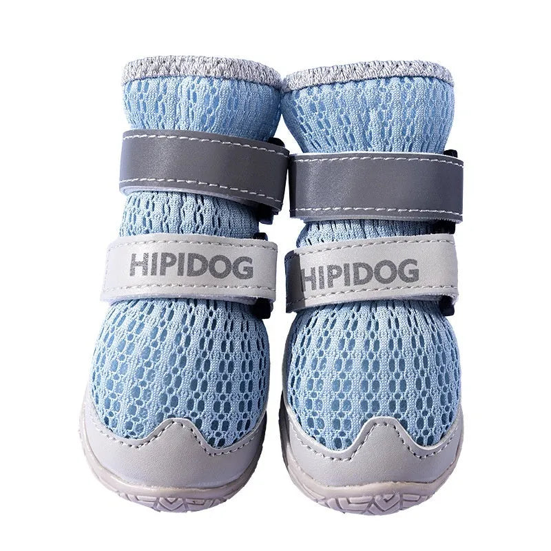 Cartoon style summer dog shoes with anti-scald protection in Bondi Blue and Dean Green colours