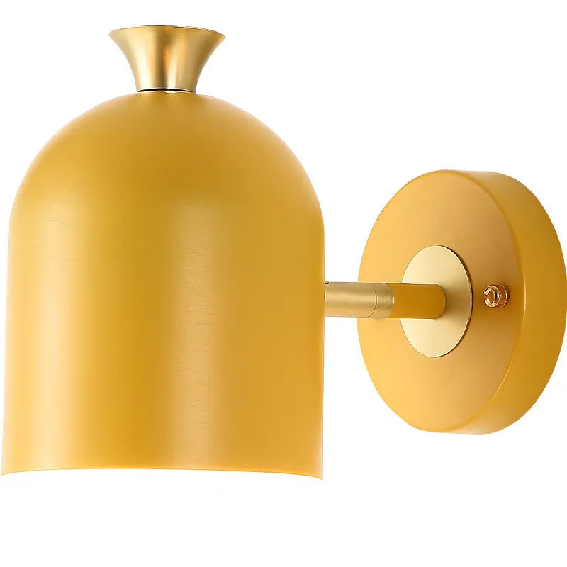 Compact aluminium single-head wall lamp with a mirror front, shown in a choice of colours.