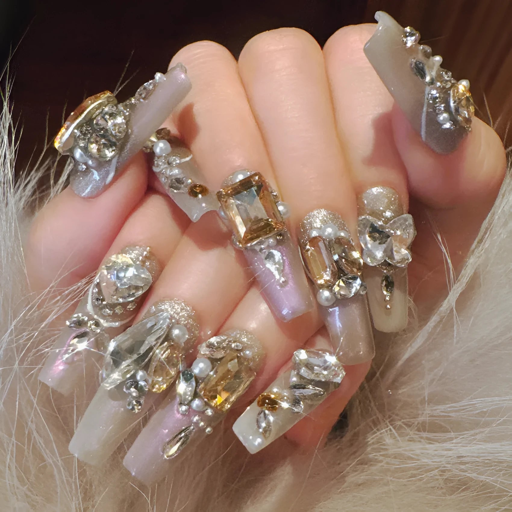 False nail patches in card packaging with adhesive or tool application options for ladies