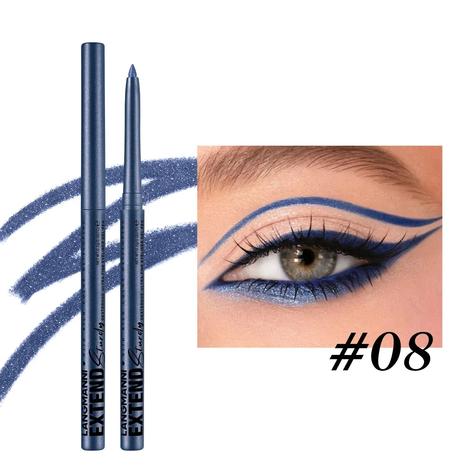 12 colourful gel glitter eyeliner pencils with waterproof formula in matte metallic pearl finishes
