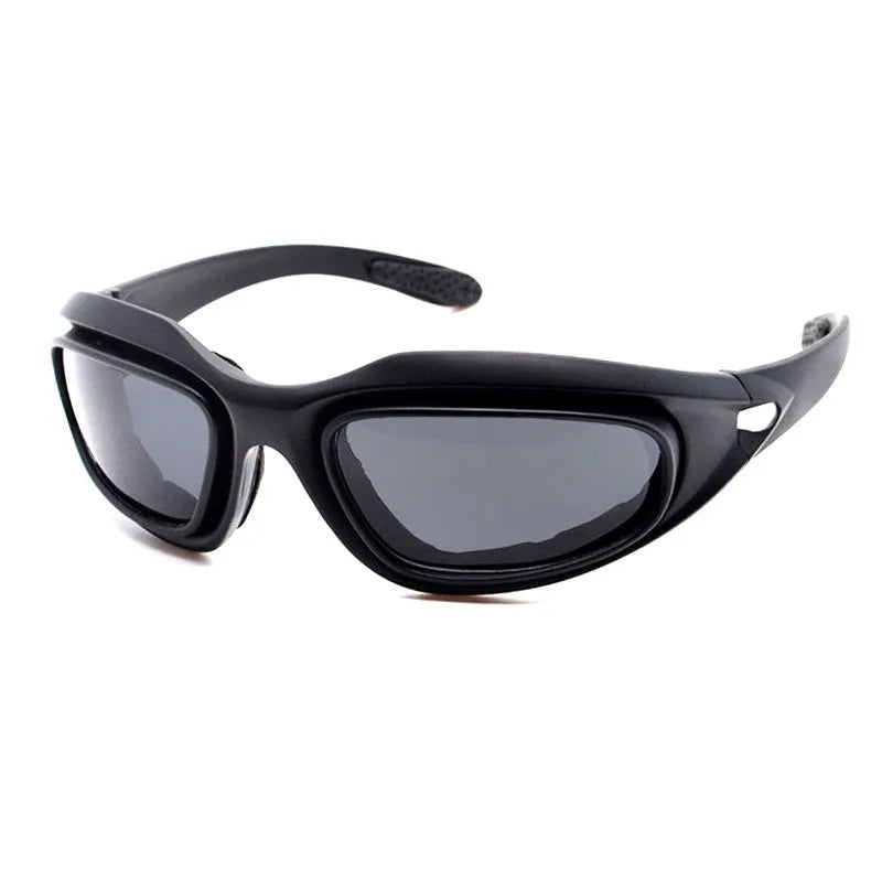Tactical polarised sunglasses for outdoor cycling with PC frame and dustproof features