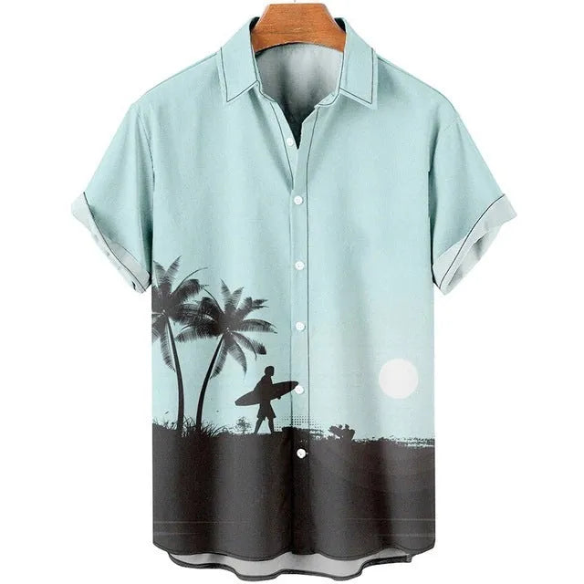 Men's slim fit short sleeve shirt with 3D printed floral pattern in various colours