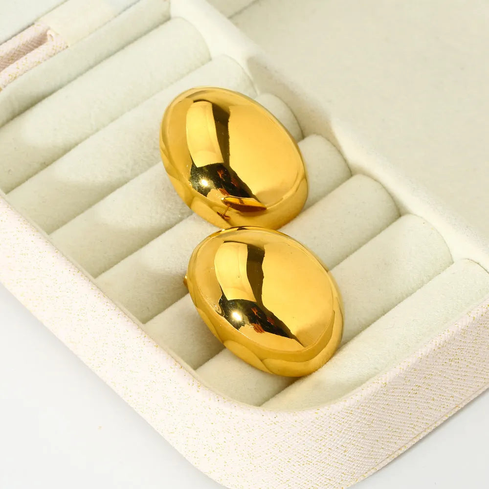 Geometric 18K gold-plated ear studs for women with a glazed surface, colour DFE139.