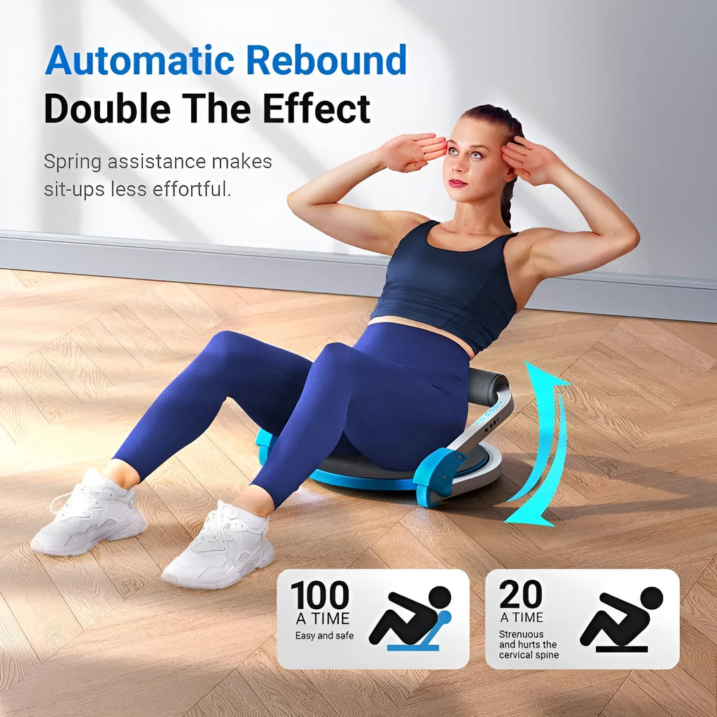 Mini multifunctional abdominal exercise device in sky blue and red colour options.