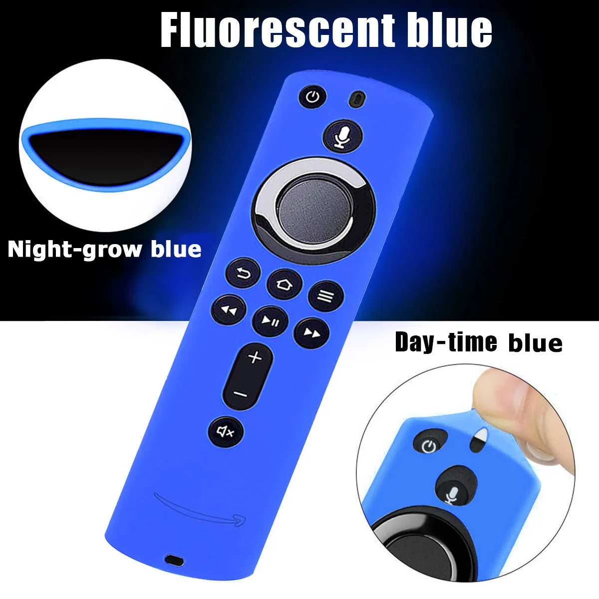 Silicone protective case for Stick 4K remote in black, blue, red, luminous blue, luminous green, and purple colour options