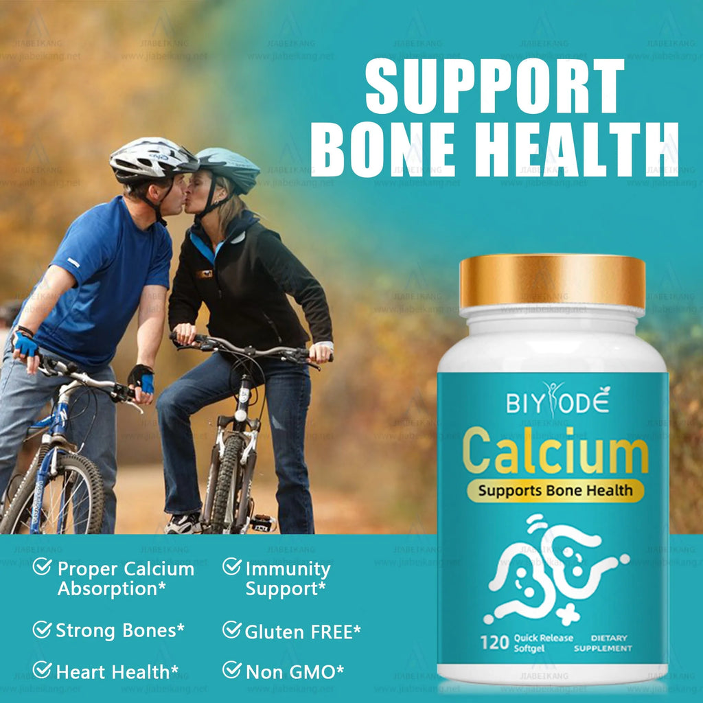 Bottle of 1000mg calcium soft capsules for bone and joint health supplement