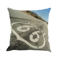 Route 66 landscape print linen cushion cover in 45x45cm size with six colour options