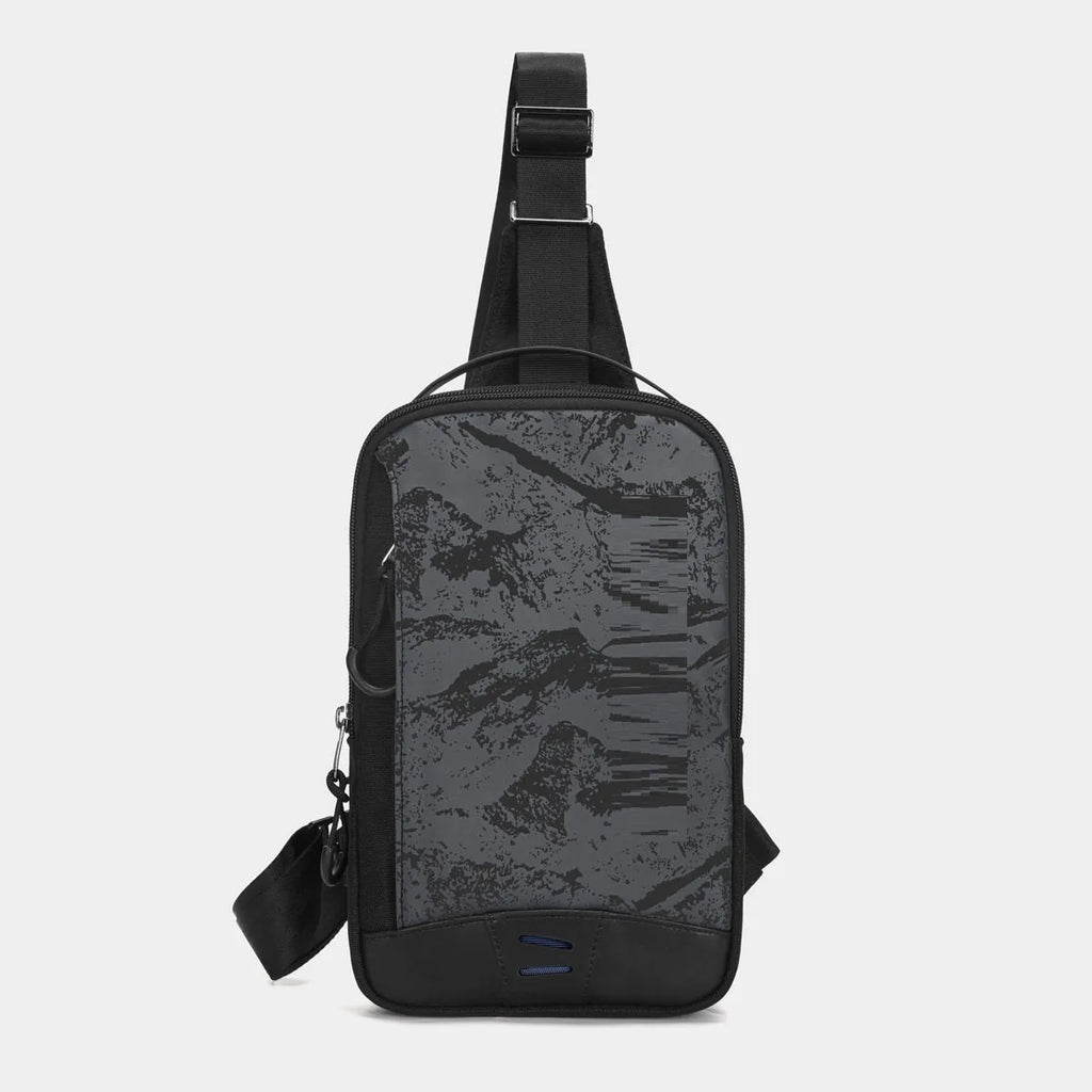 Casual black camouflage chest bag with waterproof function and single shoulder strap