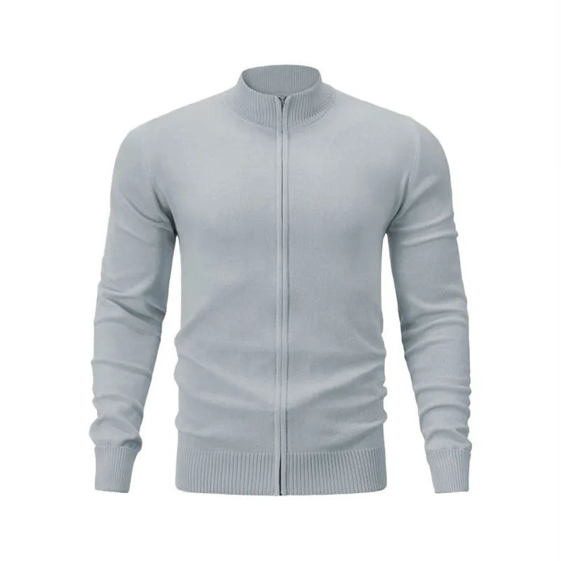 Cotton stand collar zip sports sweater in loose fit Asian sizing