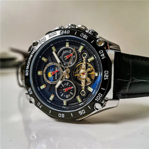 Automatic mechanical men's watch with 12mm thickness in multiple colour case and dial combinations