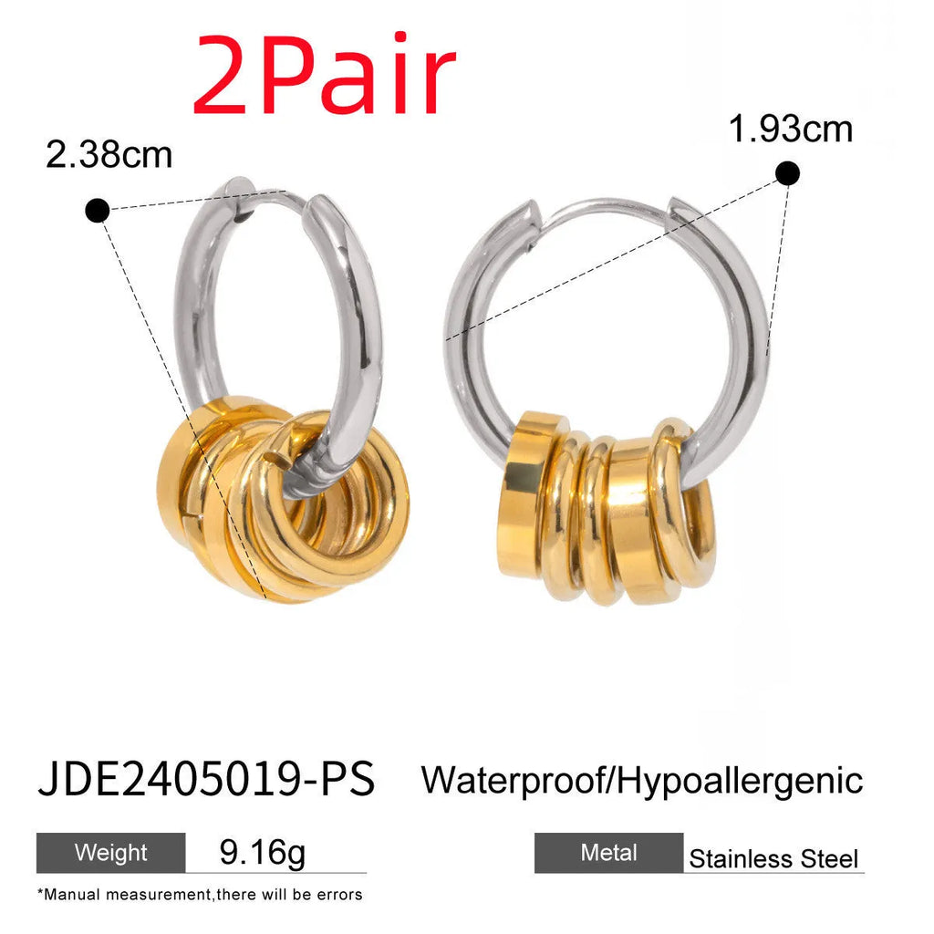 Stainless steel electroplated earrings with colour matching in ins style design for unisex wear