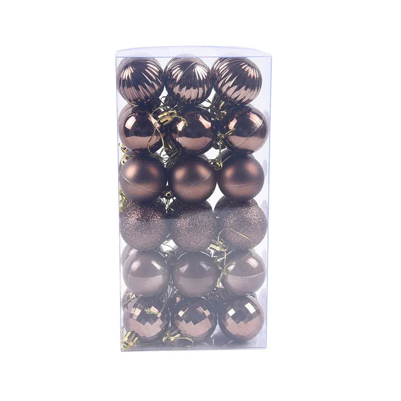 36 Christmas colour balls in whole box set, 4cm diameter, assorted colours for tree decoration