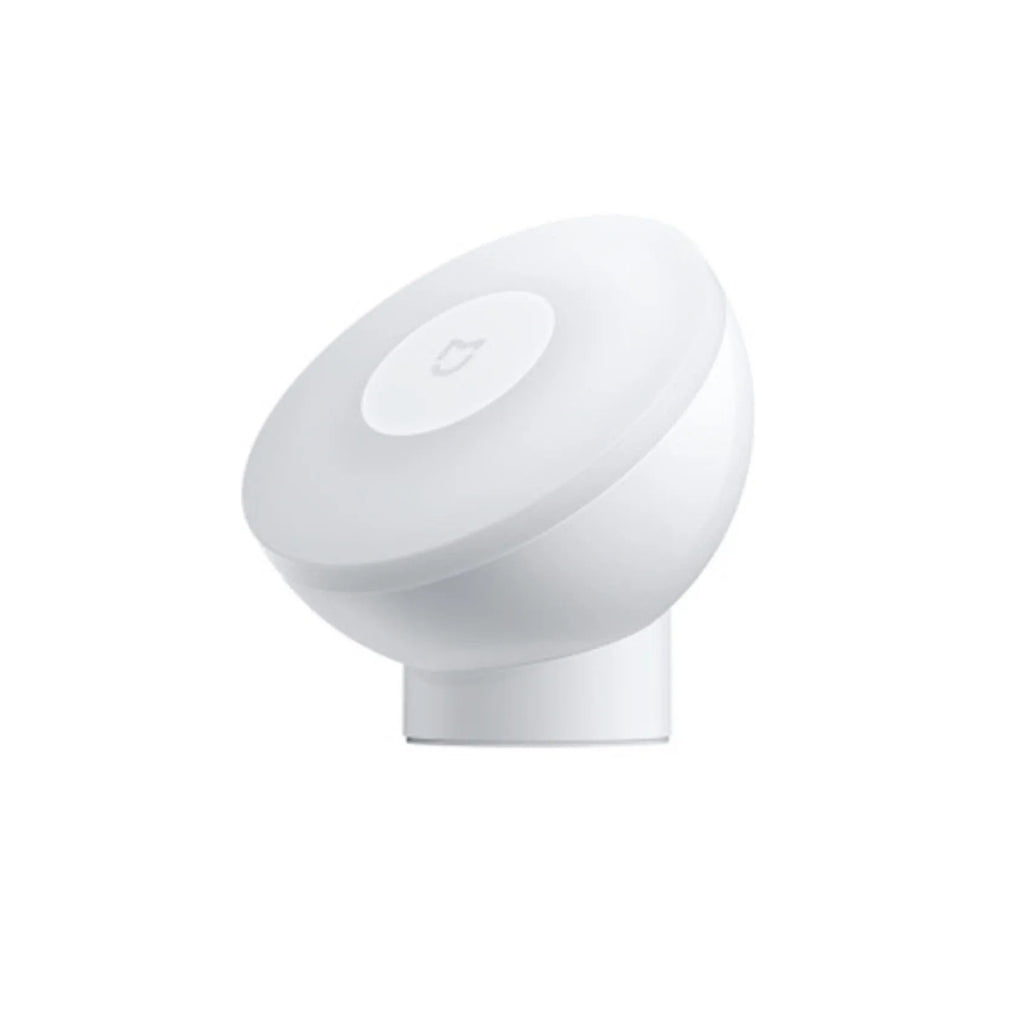 White modern bedside table lamp with Bluetooth and body induction sensor.